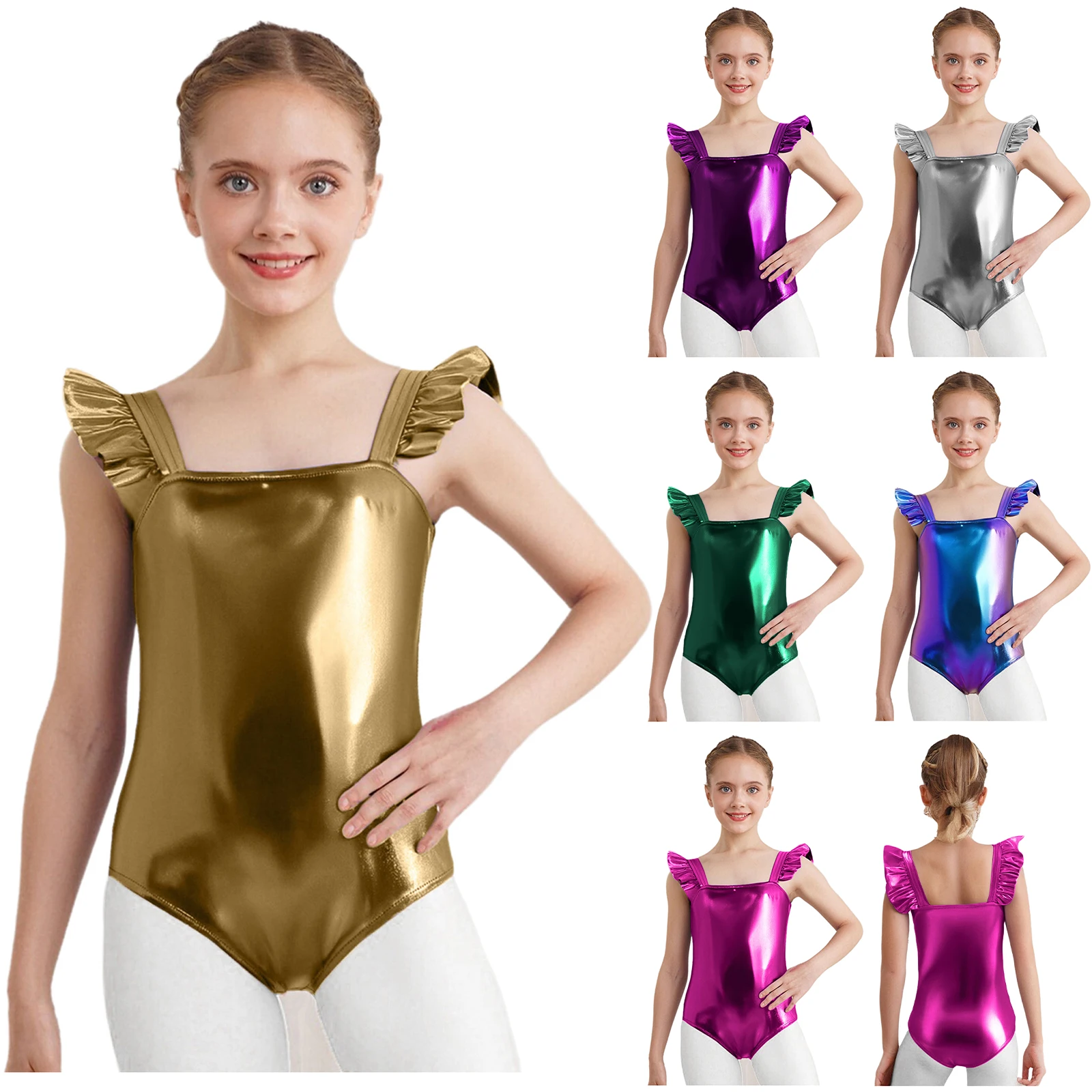 Leotardo de gimnasia y ballet brillante sin mangas para chica - imagen 4