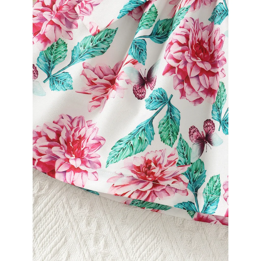 Vestido Floral de retazos sin mangas para niña, ropa de fiesta de cumpleaños para niño de 0 a 3 años, rosa roja, estilo Pastoral, ocio - imagen 4