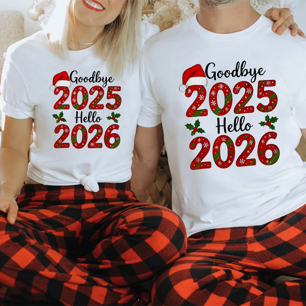 Adiós 2025 Hola 2026 Navidad familia camisa a juego papá mamá niños camisa bebé mameluco día de Navidad ropa de vacaciones - imagen 4