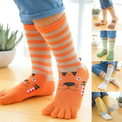 Calcetines largos tubo niño algodón cinco dedos absorbentes