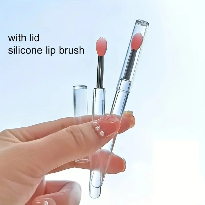 Pincel con tapa, 8 Uds., labio de silicona, crema de lápiz labial fácil y eficiente y aplicador de brillo de labios, pinceles de maquillaje de belleza para sombra de ojos - imagen 3