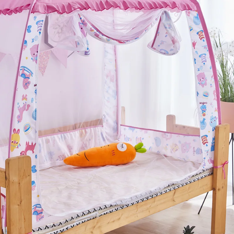 Mosquitera de yurta de malla cifrada para niños, estilo de dibujos animados, cuna de bebé para el hogar, mosquitera anticaída de fondo completo, tienda portátil plegable - imagen 5