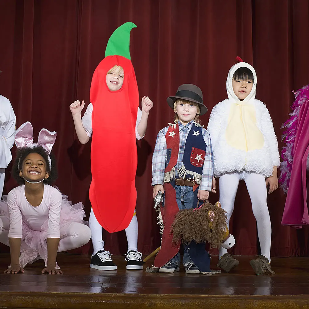 Disfraz de Cosplay de Chili Pepper para niños, ropa de fiesta de tela fresca, traje de actuación de mascarada divertida, ropa de Chili Pepper