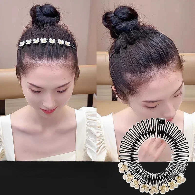 Diadema negra con perlas y pedrería de imitación para el cabello - imagen 3