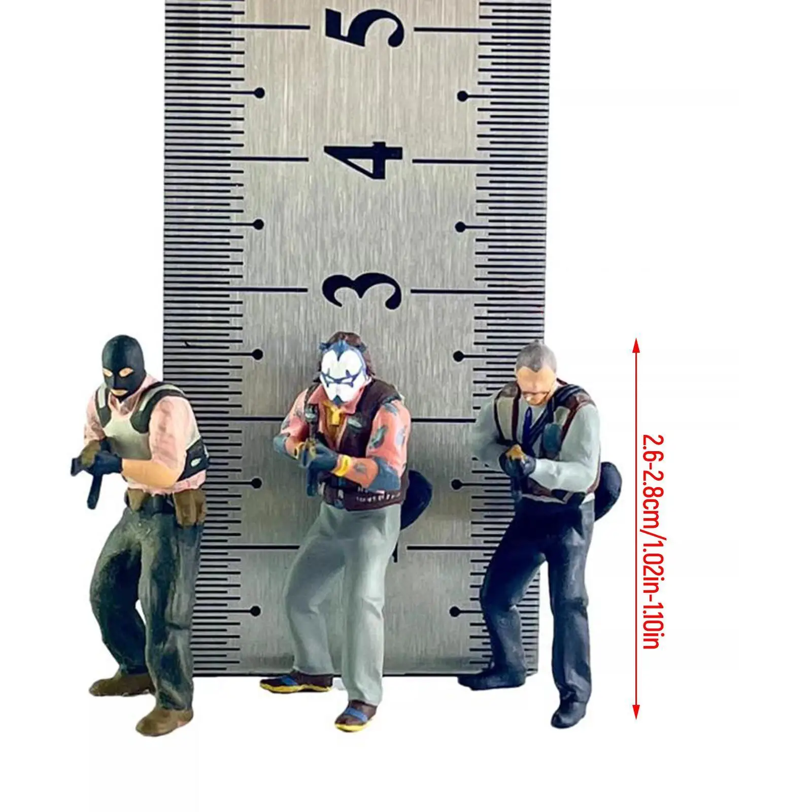 3Pcs 1/64 Diorama Figures DIY Crafts Painted Miniature Scene Figure for Model Trains