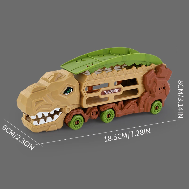 Contenedor de almacenamiento de aleación de tiranosaurio, vehículo de ingeniería, camión de pista transformable, juguete para niño, transporte por carretera plegable - imagen 3