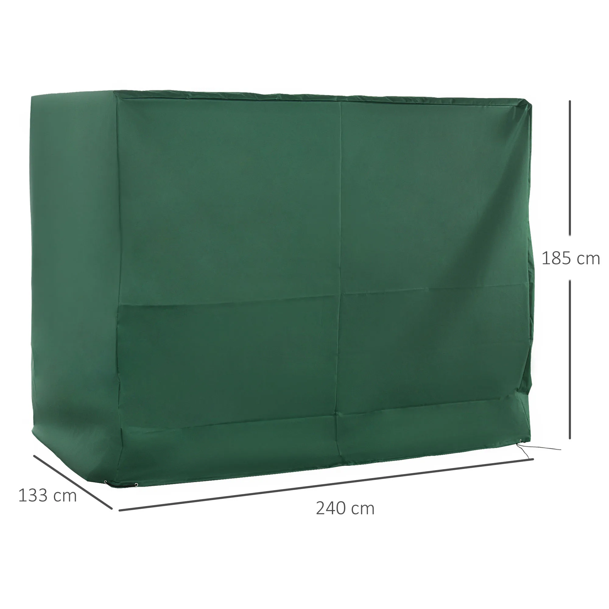Outsunny Funda Balancín Jardín Funda Columpio Jardín Exterior Cubierta de Columpio con Cordones Ajustables Impermeable Anti-UV 240x133x185 cm Verde - imagen 3