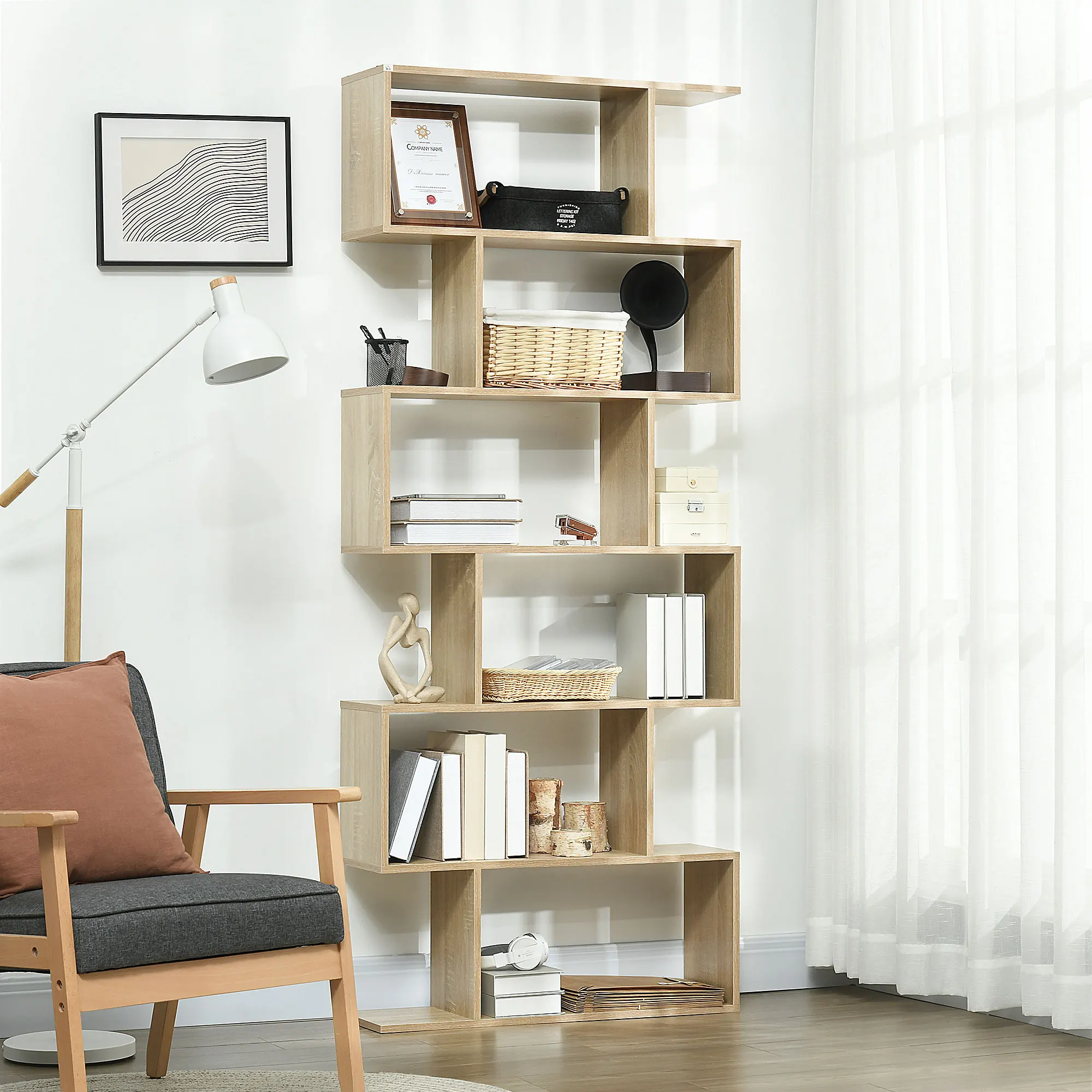 HOMCOM Librería de 6 Niveles, Estantería para Libros, 80x23x192 cm, Estantería Moderna para Salón, Dormitorio, Estudio, Oficina - imagen 2