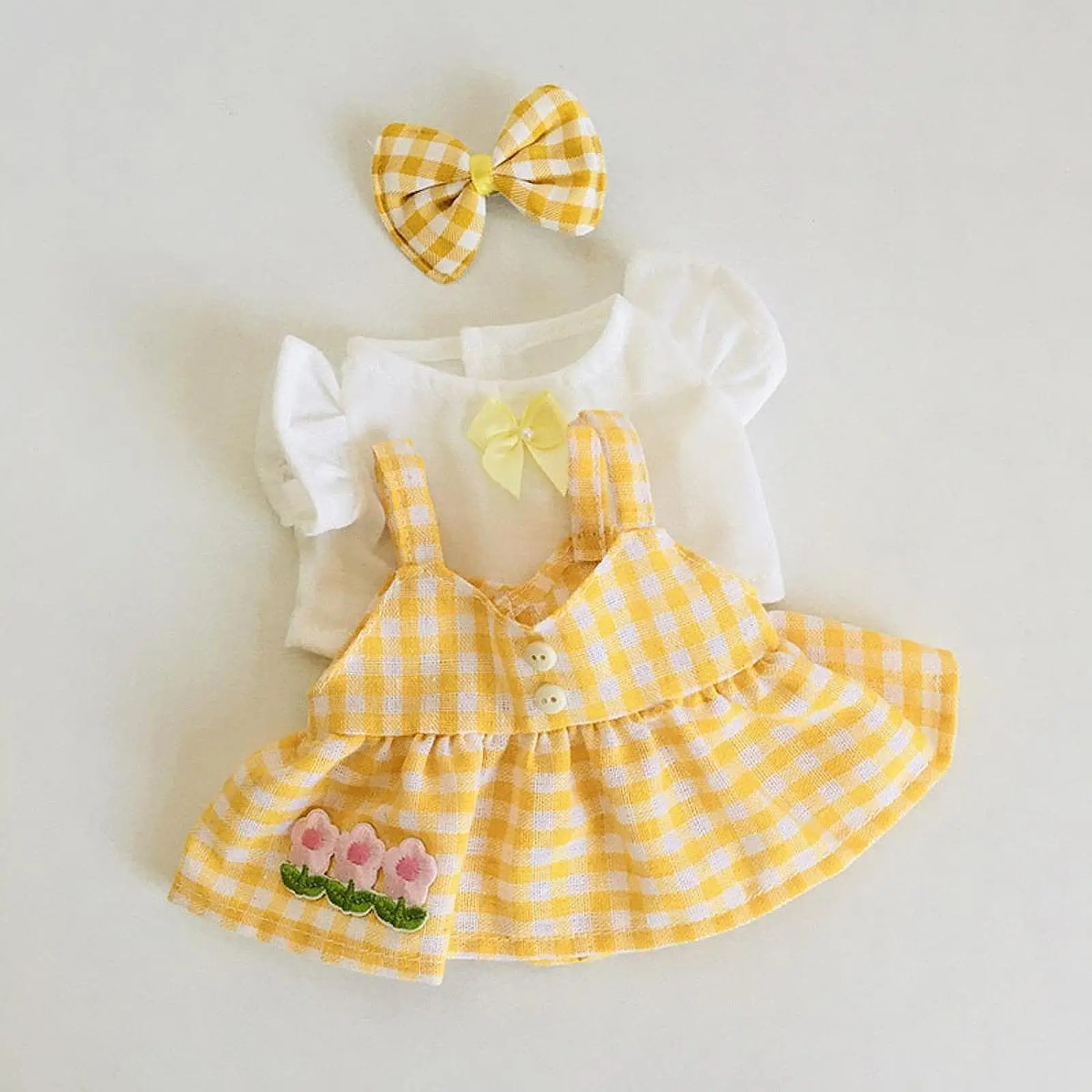 3 Pieces 20cm Mini Doll Clothes Doll Changing Clothes Game Doll Outfits for 20cm/7.87inch Plush Doll Little Girls Gift