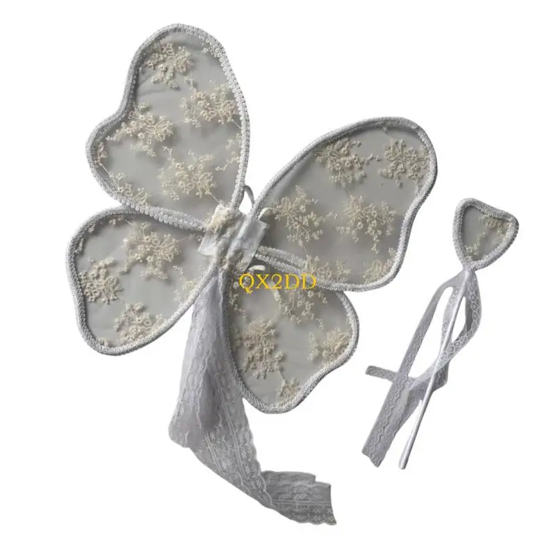 QX2D Disfraz de ángel para niña con encaje bordado, multicolor - imagen 2