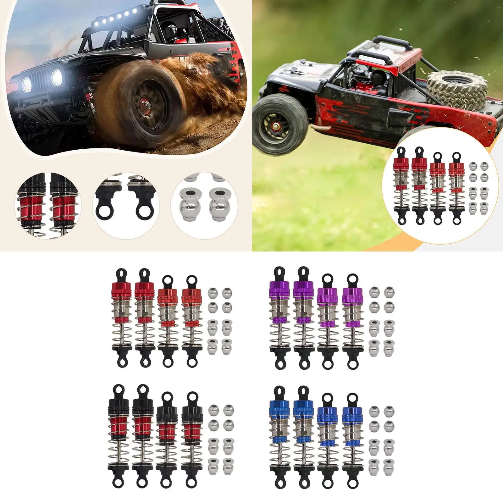 Juego de amortiguadores de aceite, Combo delantero y trasero de 66mm y 72mm, repuesto mejorado para coche teledirigido 14210 14209 1/14, profesional resistente