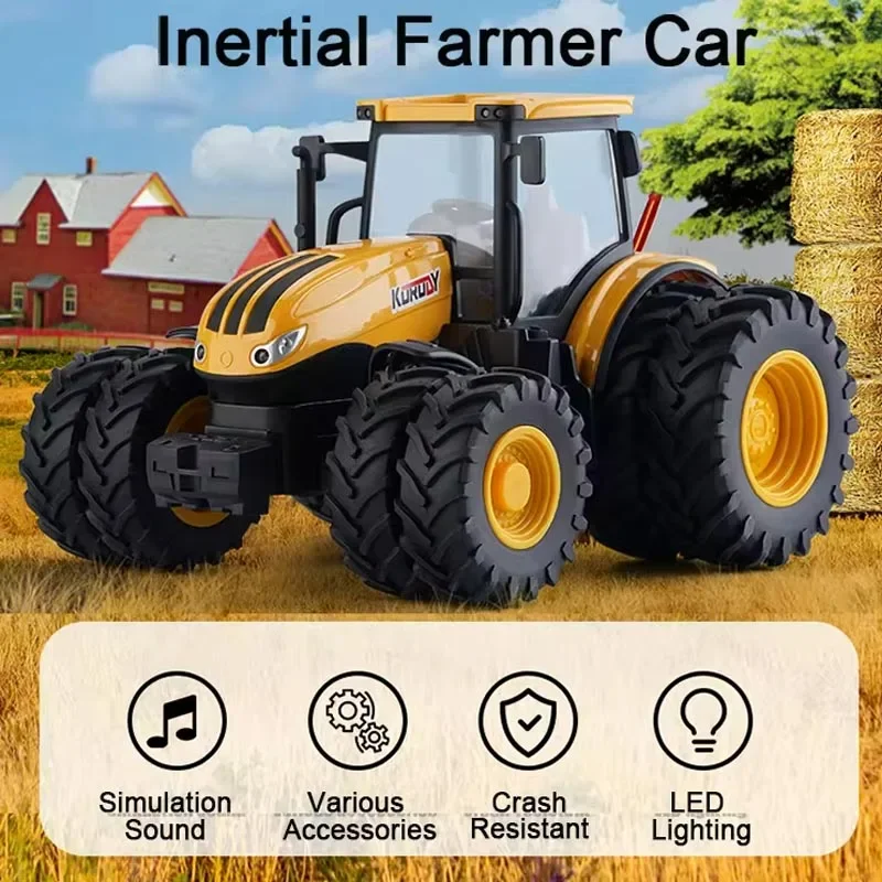 Juego de modelos de camiones agrícolas 1/24, Tractor en cubitos, juguetes para niños, transportador agrícola deslizante, juguetes, regalo de escena agrícola de ingeniería - imagen 4