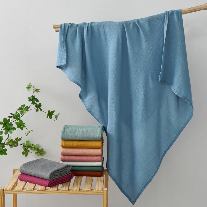 Mantas envolventes de muselina de bambú de 2 capas, manta receptora de toalla de bebé de Color sólido, envoltura de gasa ultrasuave, cubierta transpirable para guardería - imagen 4