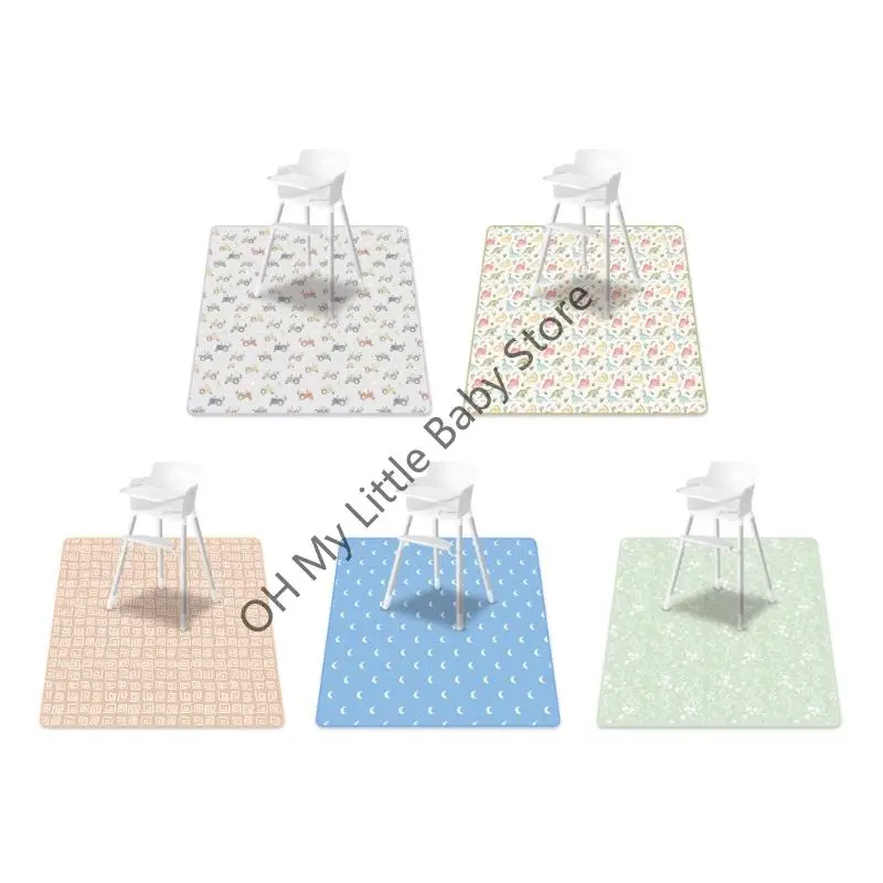 M76C Alfombrilla antiderrame para trona, 130x130cm, cojín plegable y fácil limpiar para juegos bebés aire libre para y