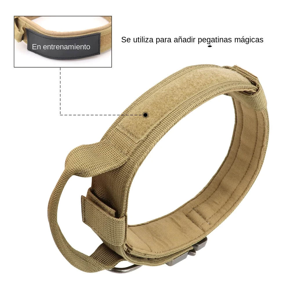 Collar táctico militar para perros fuertes, correa elástica para mascotas, collares de entrenamiento para mascotas de nailon duradero con mango, perros grandes, Bulldog Francés - imagen 4
