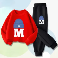 Conjunto infantil primavera sudadera capucha pantalón letra coreano