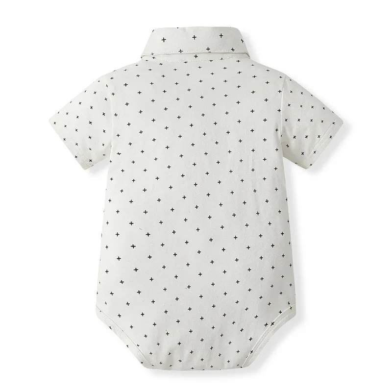 Conjuntos de 4 piezas de ropa de verano para bebés recién nacidos, moda coreana, Tops de manga corta con lazo para caballero + Pantalones cortos, ropa para niños pequeños B082 - imagen 4