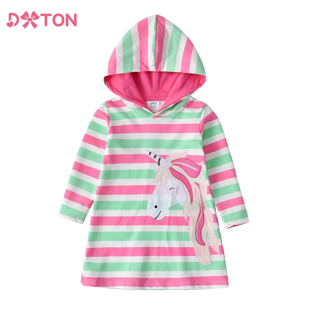 DXTON vestido con capucha infantil de unicornio a rayas - imagen 5