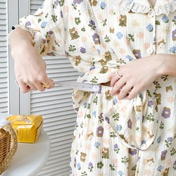 Pijama de lactancia en gasa de algodón fino para verano premamá