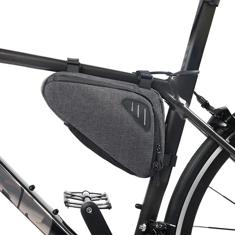 Bolsa triangular impermeable para bicicleta de montaña, bolsa de almacenamiento para cuadro de tubo frontal a prueba de lluvia, bolsa de herramientas reflectante para ciclismo - imagen 2