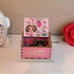 Caja de música de madera con grabado láser retro para niños