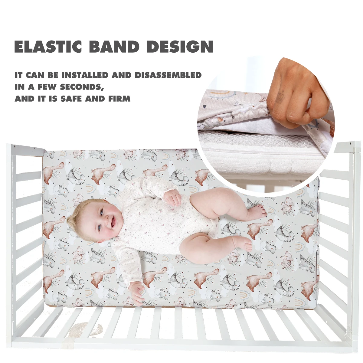 HappyFlute-sábana de bebé transpirable y agradable para la piel, diseño de banda elástica de 70x130CM con estampado de dibujos animados de una pieza - imagen 3