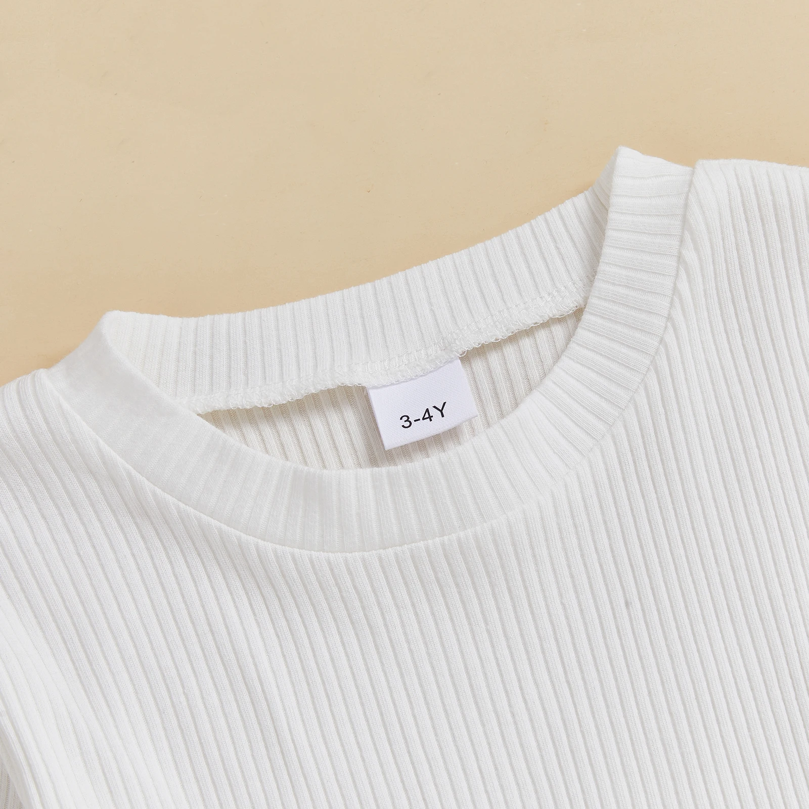 Conjunto de 2 piezas de falda de mezclilla con cintura elástica y manga larga con ribete borroso para niña pequeña - imagen 3