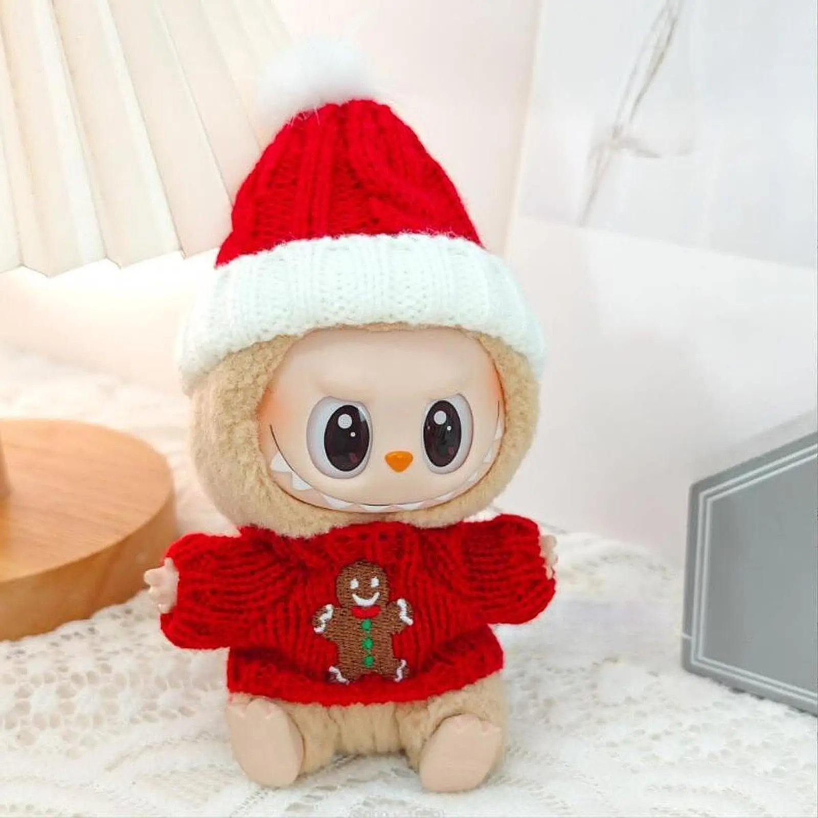 Doll Clothes for 15cm-17cm,Doll Clothing,Gingerbread Man Sweater with Santa Hat Doll Christmas Costume Cute
