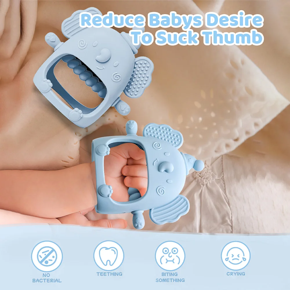 Anillo de dentición de silicona para bebé, juguete molar bonito con forma de animales de dibujos animados, collar suave de buena calidad para niñas y niños, 2 uds. - imagen 3