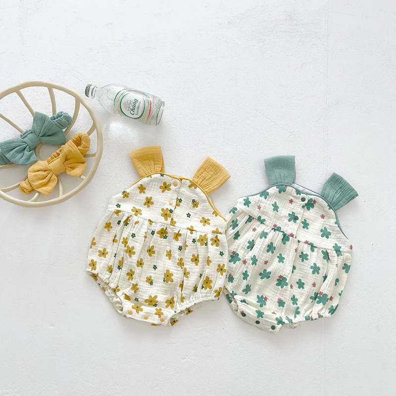 Milangel-ropa de verano para bebé, Body de una pieza con flores, camisola