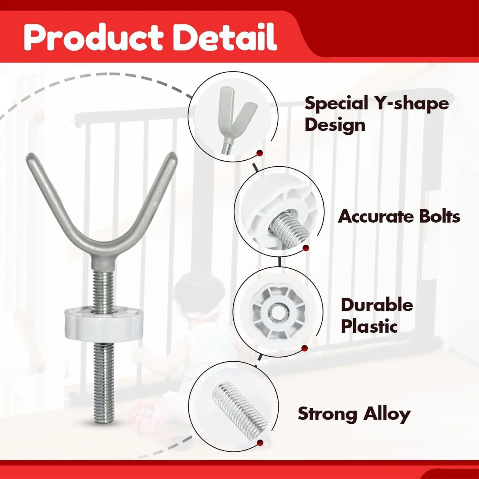 Kit de montaje de puerta de barandilla, 4 piezas, Protector de barandilla de escalera, adaptador de puerta a prueba de niños para barandilla, cubierta interior y exterior, porche