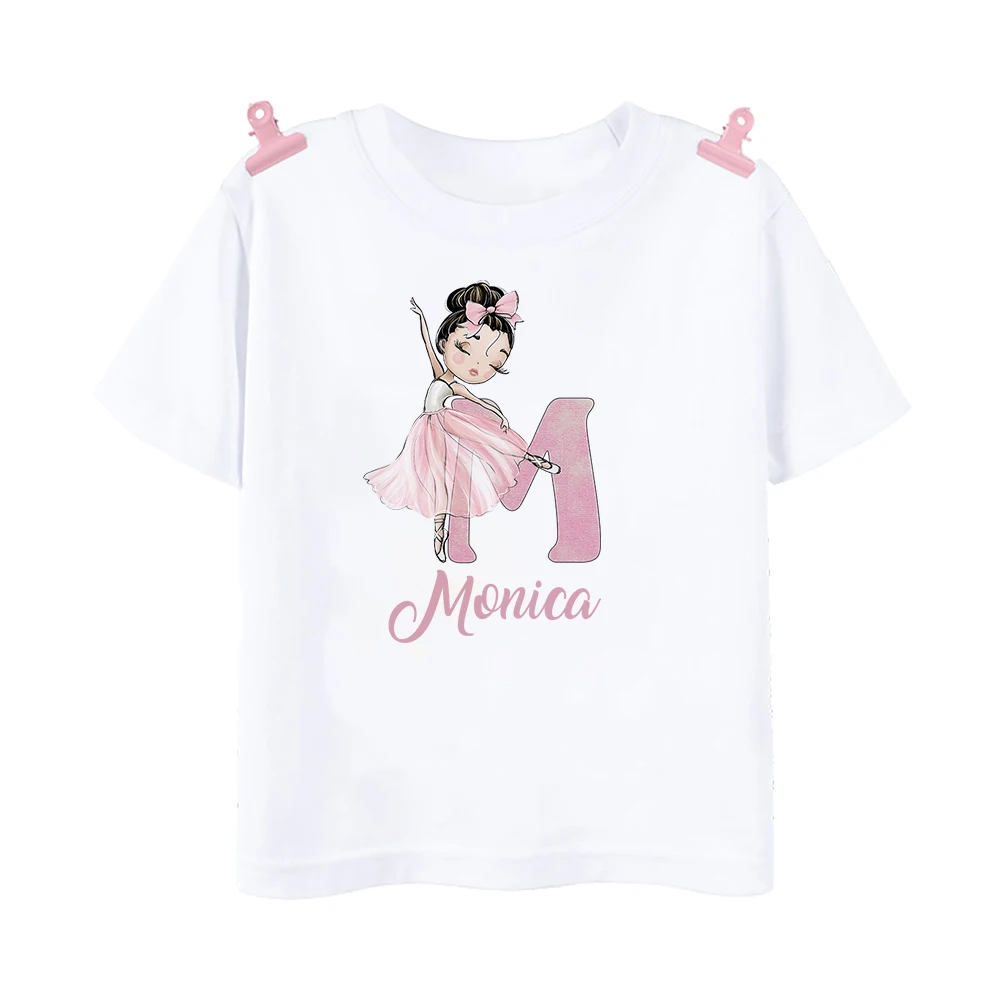 T-shirt personnalisé imprimé ballerine pour filles, lettre personnalisée avec nom, chemise de ballet, cadeau personnalisé pour danseuse, vêtements pour enfants - imagen 5