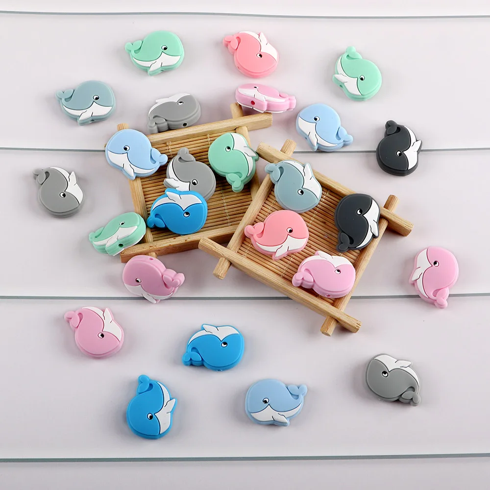 5/10 Uds. Cuentas de enfoque silicona animales dinosaurio León ardilla ballena para fabricación joyería DIY collar pulsera pendientes Accesorios - imagen 4