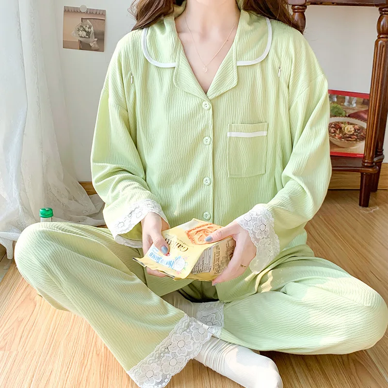 Pijama maternidad manga larga para embarazadas – Lactancia otoño - imagen 2