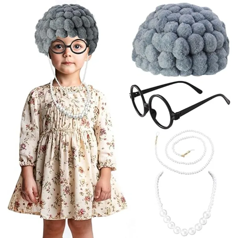 Disfraz de Halloween para bebé con peluca de lana estilo anciano - imagen 5