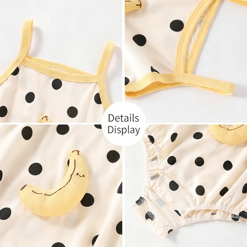 Body de bebé de algodón con lunares tirantes finos estampado plátano - imagen 3
