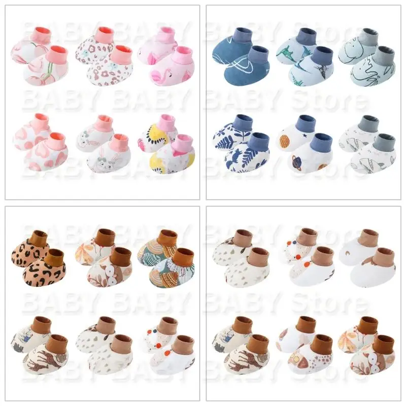 Q81A Calcetines para bebés para bebés algodón suave, paquete 6 pares tela transpirable calcetines elásticos tobillo