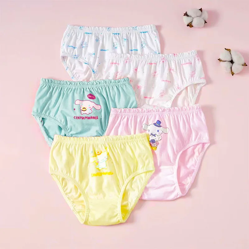 5/10 Uds bragas de algodón para niñas lindo personaje Cinnamoroll Melody Kuromi ropa interior triangular para niños calzoncillos suaves para niñas en edad preescolar - imagen 3