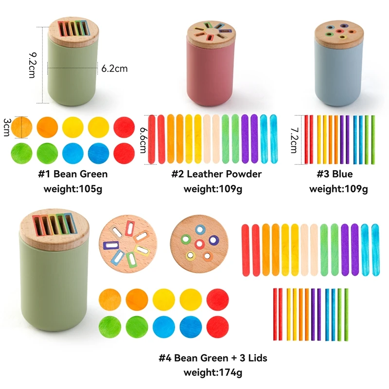 Juguete Montessori de madera para clasificar colores y motricidad - imagen 4