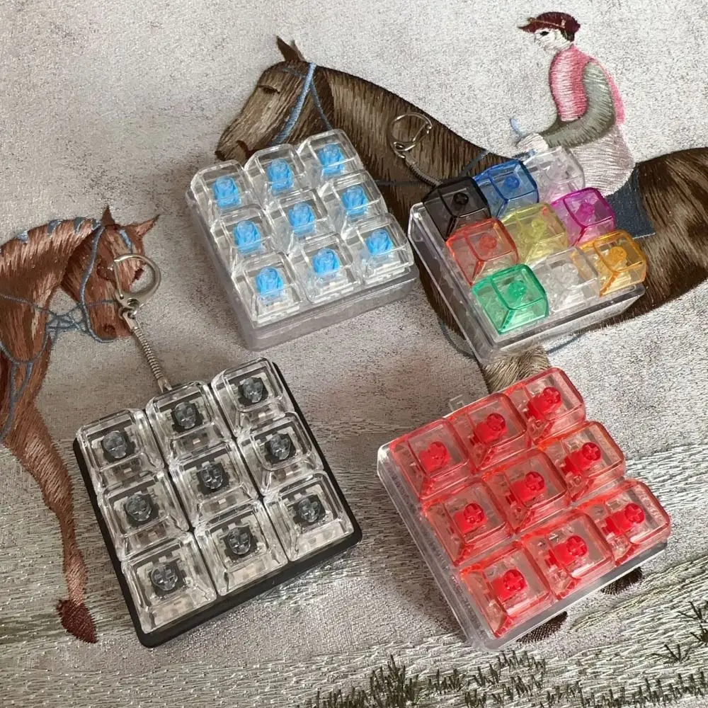 Nuevo DIY teclado Fidget llavero teclas botón Clicker juguete 9 teclas alivio del estrés dedo teclado tapa adulto - imagen 5