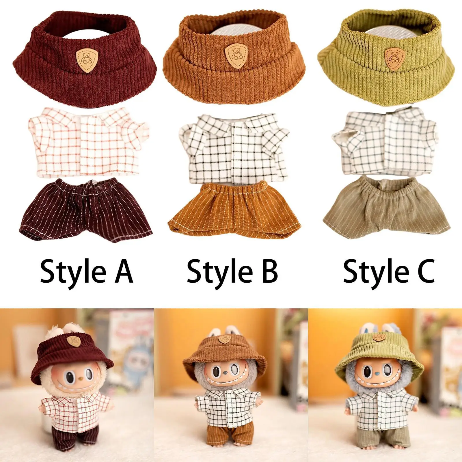 Hanging Plush Doll Hat T-shirt Trousers Costume Accessories Multifunctional Clothes