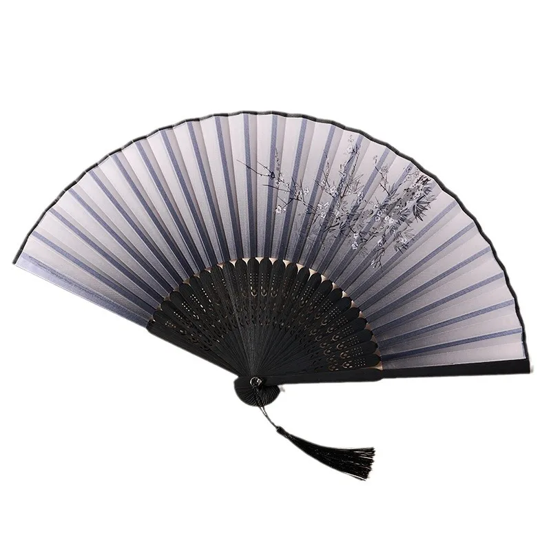 Abanico plegable hecho a mano Guochao: estilo de tinta china, superventas portátil, se adapta a Hanfu/Qipao/baile, artesanía de bambú antigua. - imagen 5