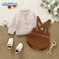 Conjunto cárdigan y mono rojo para niña – Puericultura moderna
