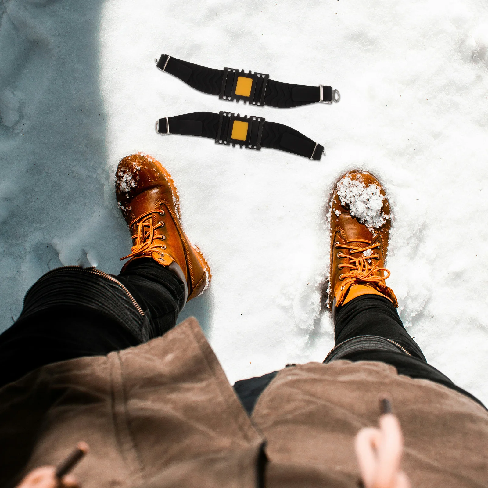 1 par de tacos de hielo para botas para exteriores, tacos antideslizantes para nieve, tacos ajustables para zapatos, botas, escalada, caminar, acampar y hacer senderismo