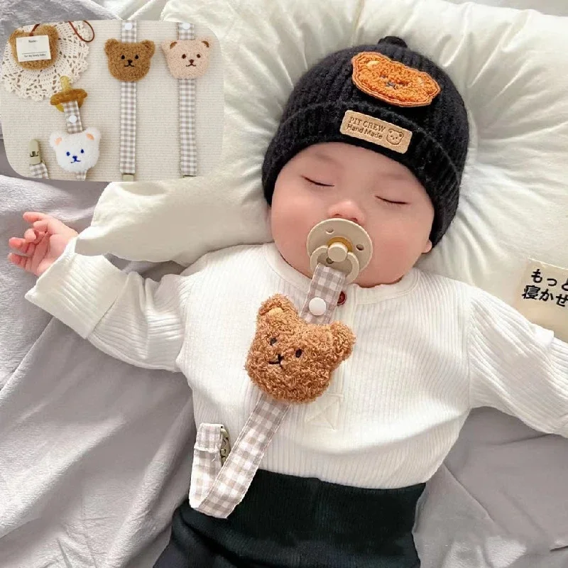 Lindo bebé chupete Clip cadena encantador oso de dibujos animados muñeca 3D pezón/juguetes chupete Clip cadena Kawaii accesorios de alimentación para bebé