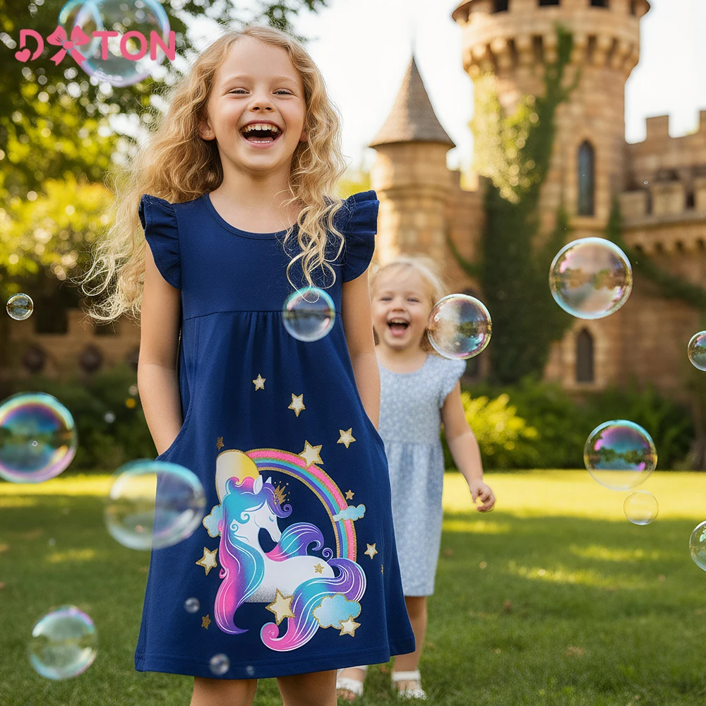 DXTON Vestido sin mangas para niña con bolsillo – Cómodo y veraniego - imagen 5