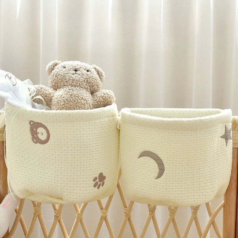 Organizador algodón colgante para cabecera bebé – pañales y juguetes