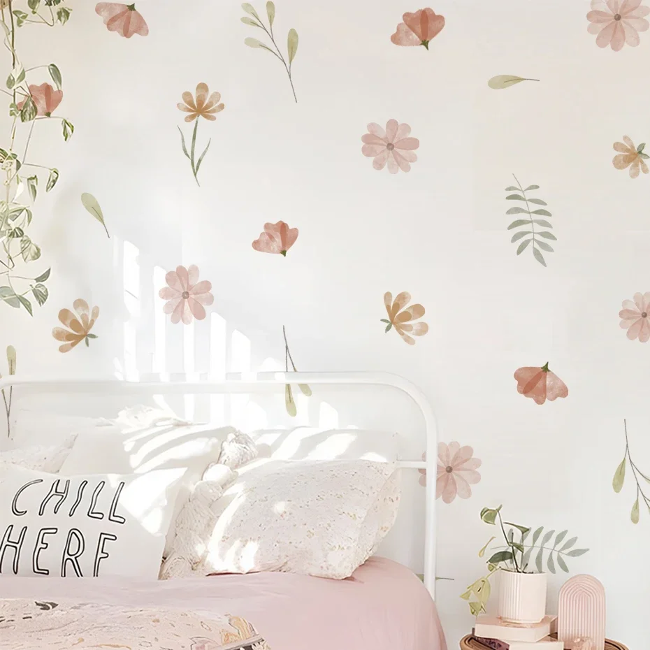 Pegatinas de pared estilo bohemio flores hojas acuarela - imagen 3