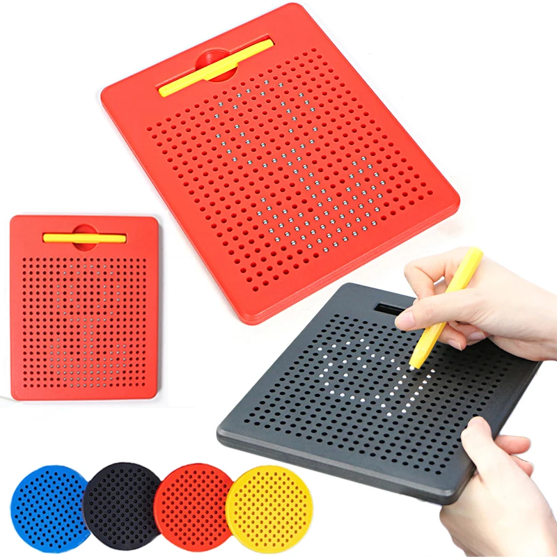 Tablero de dibujo de bola magnética para niños, tableta magnética, almohadilla de dibujo con lápiz óptico magnético, educación Montessori, actividades de viaje, juguete magnético
