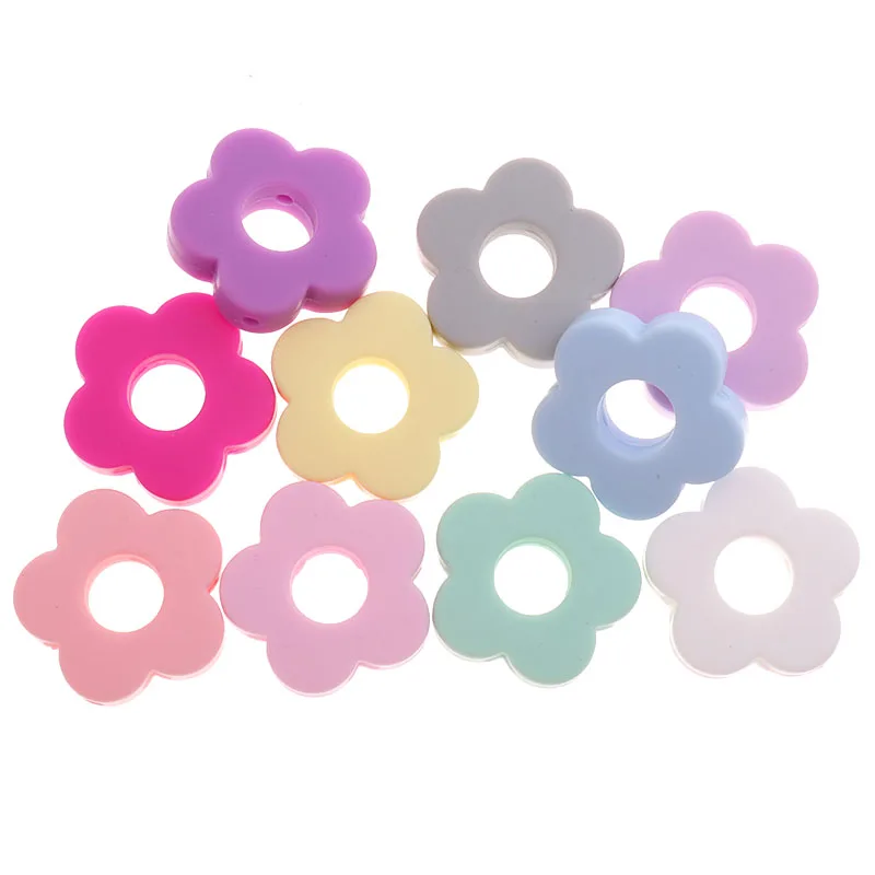 10 Uds. Cuentas de flores, cuentas de silicona para bebés, cuentas de flores de silicona, abalorio para la dentición, mordedor, collar masticable para bebés, regalo gratis de BPA - imagen 2
